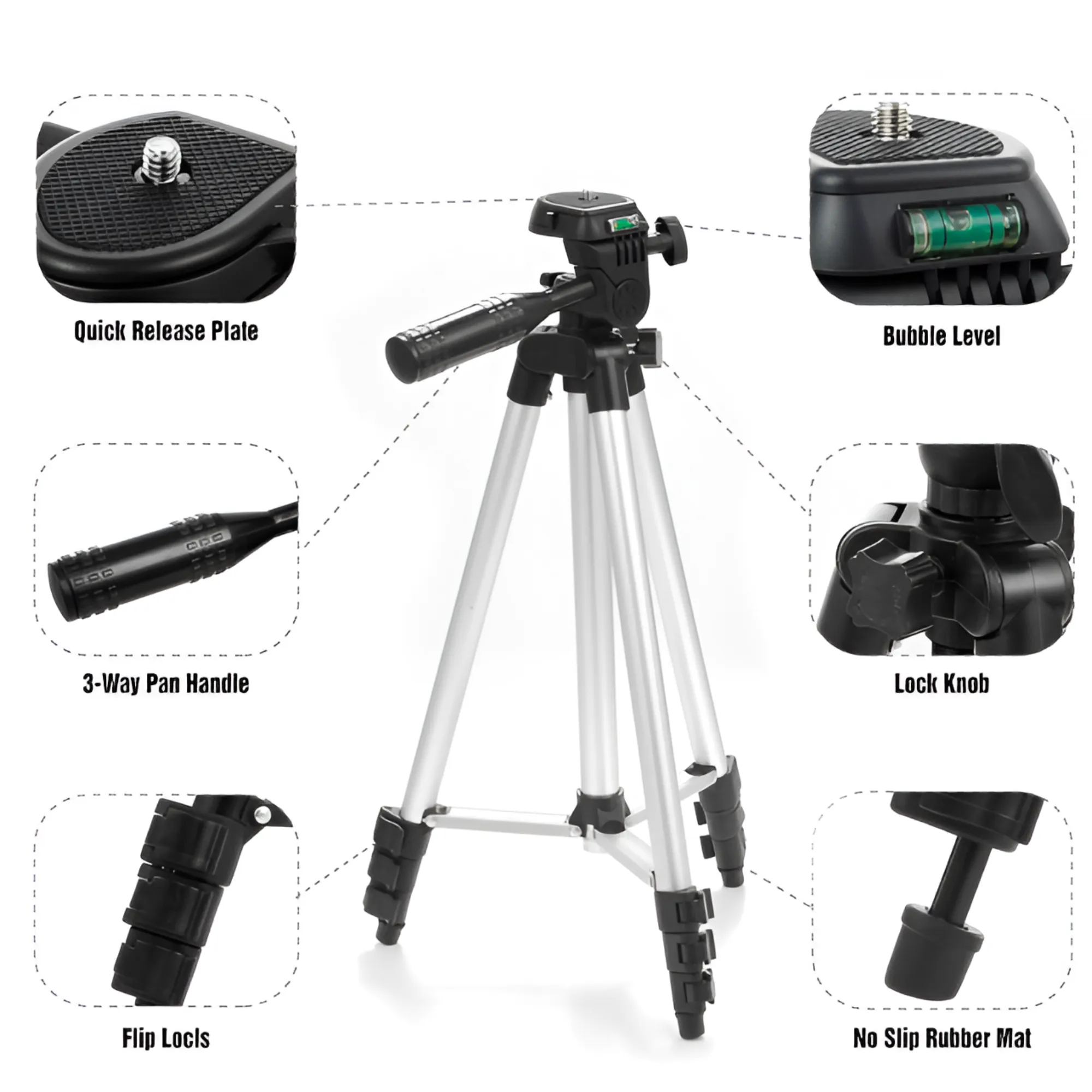 1.2M Tripod with Phone Holder & Carry Case – Adjustable Stand for Cameras