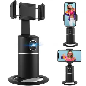 360° face tracking phone holder, no APP, fast face tracking, desktop tripod for selfie Vlog real-time video, YouTube TIk Tok, iPhone and Android universal holder, indoor and outdoor use time is 6-8 hours