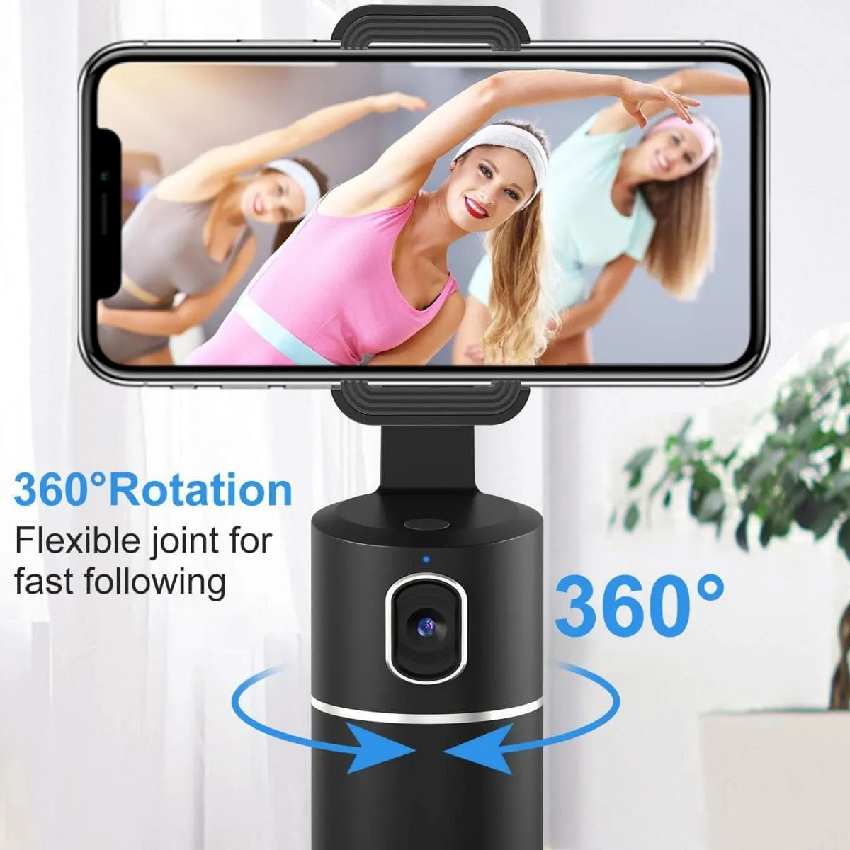 360° face tracking phone holder, no APP, fast face tracking, desktop tripod for selfie Vlog real-time video, YouTube TIk Tok, iPhone and Android universal holder, indoor and outdoor use time is 6-8 hours