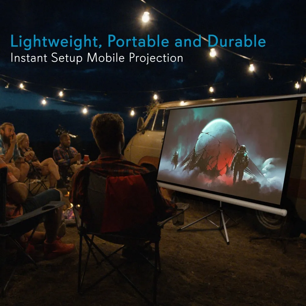 50-Inch Video Projector Screen, Easy Fold-Out & Roll-Up Projection Display, Tripod Stand Style