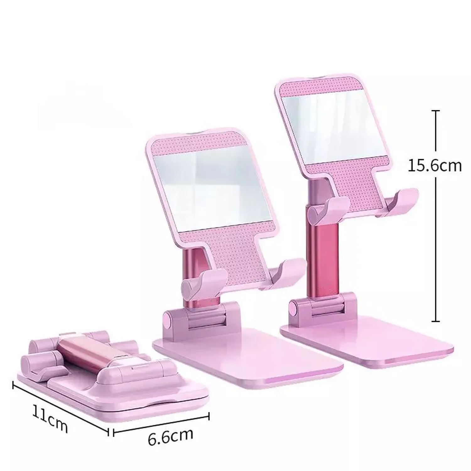 6636 Desktop Cell Phone Stand Phone Holder with mirror Full 3-Way Adjustable Phone Stand for Desk Height   Angles Perfect As Desk Organizers and Accessories.