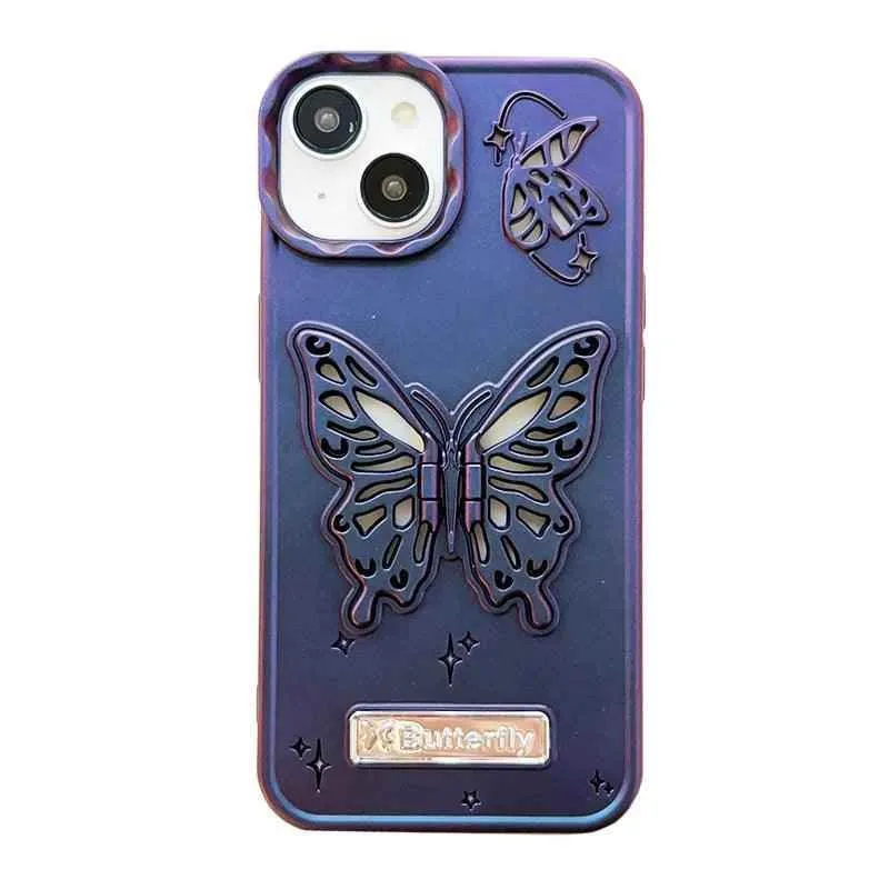 A3CPC359 Cute Phone Cases for  iPhone 15 Pro Max, 14, 13, or 12 - Butterfly Plating Glitter Pattern