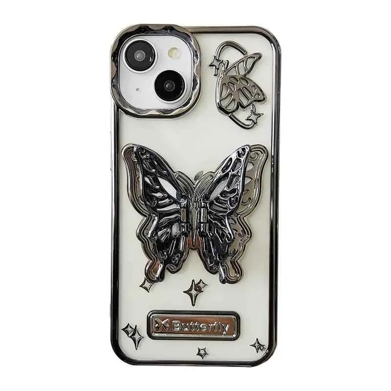 A3CPC359 Cute Phone Cases for  iPhone 15 Pro Max, 14, 13, or 12 - Butterfly Plating Glitter Pattern