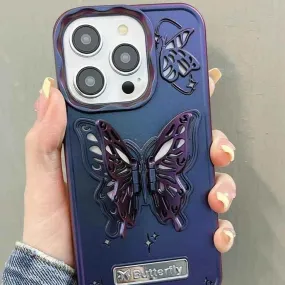 A3CPC359 Cute Phone Cases for  iPhone 15 Pro Max, 14, 13, or 12 - Butterfly Plating Glitter Pattern