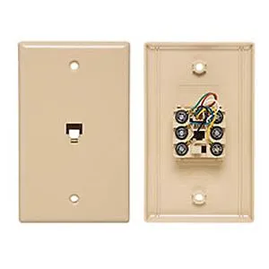 Allen Tel AT216SM-6 Flush Mount Smooth Telephone Wall Jack, 6-Conductor, 6-Position, Ivory