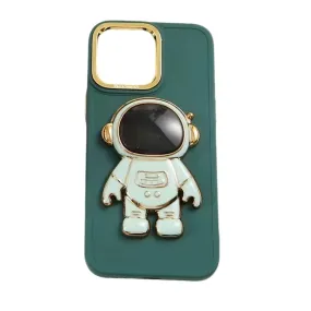 Anymob iPhone Dark Green Astronaut Folding Stand Case Plating Photo Frame Protector Silicone Cover