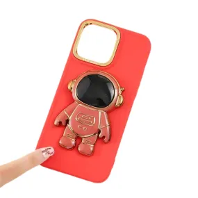 Anymob iPhone Orange Astronaut Folding Stand Case Plating Photo Frame Protector Silicone Cover