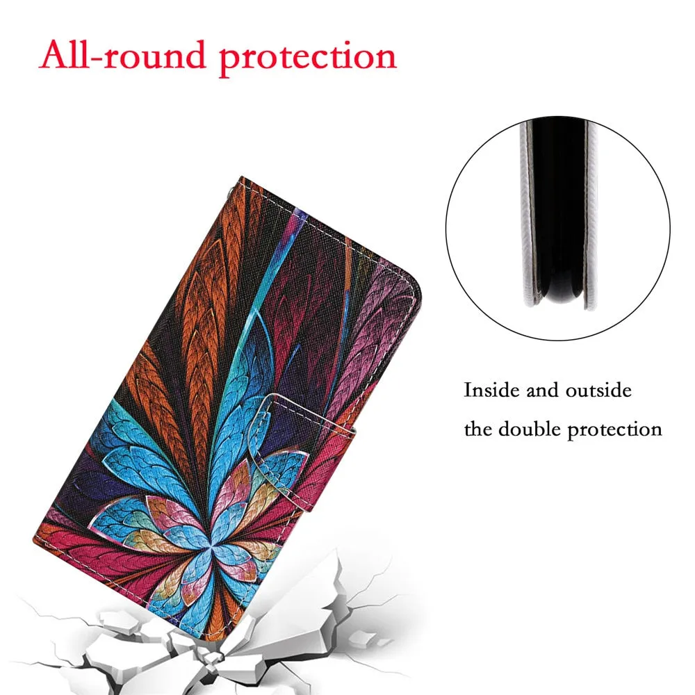 Anymob Samsung Abstract Pattern Flip Wallet Phone Case Leather Stand Function Cover