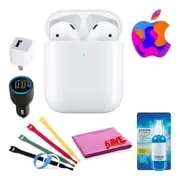 Apple AirPods with Wireless Charging Case (2nd Gen) Bundle with Velcro Cable Ties   USB Chargers