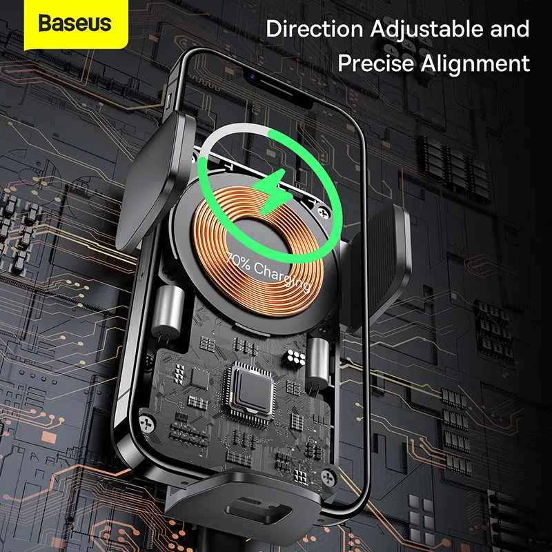 Baseus Wisdom Auto Alignment Car Mount Wireless Charger QI 15W Air Outlet base Black CGZX000001