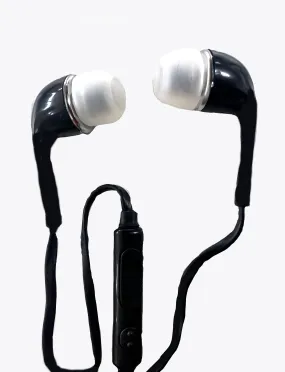 Black Soft Ear Earphones With Volume Button  ( sold by the piece or bag of 10 )