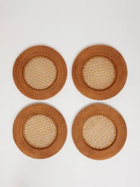 Brown Rattan charger plates, set of 4