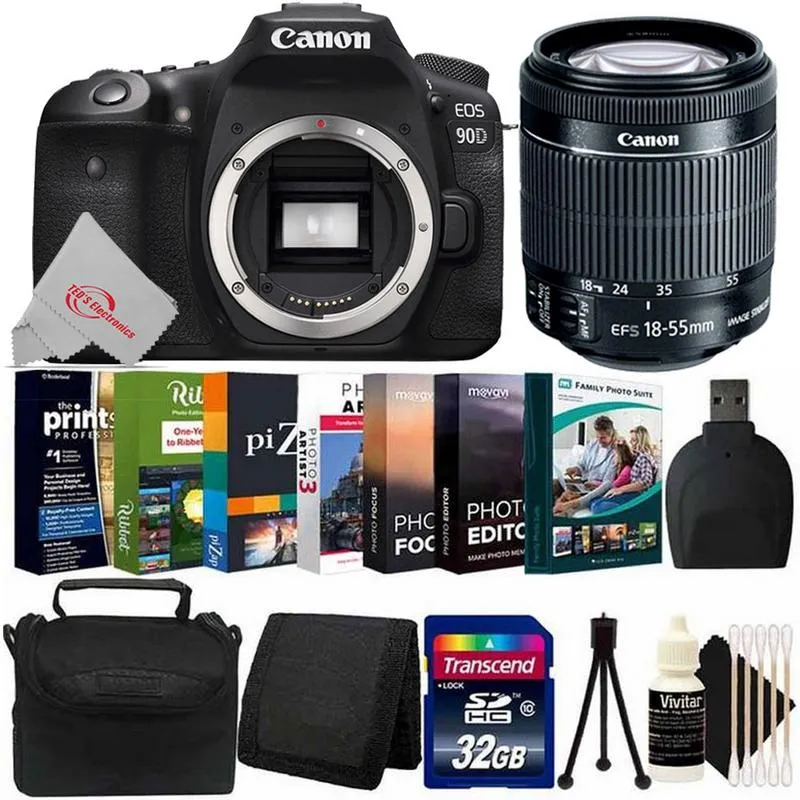 Canon EOS 90D 32.5MP DSLR Camera   18-55mm Lens Complete Bundle