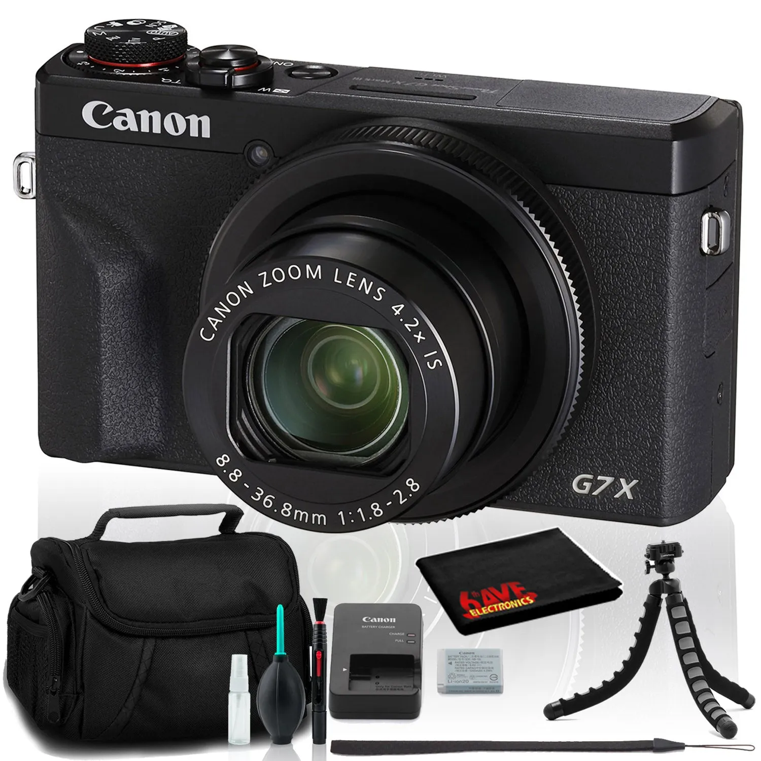 Canon PowerShot G7 X Mark III Digital Camera (Intl Model) - Case and 12" Tripod Bundle