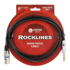 Carson Rocklines 6.3 stereo jack plug M to XLR M 6 foot