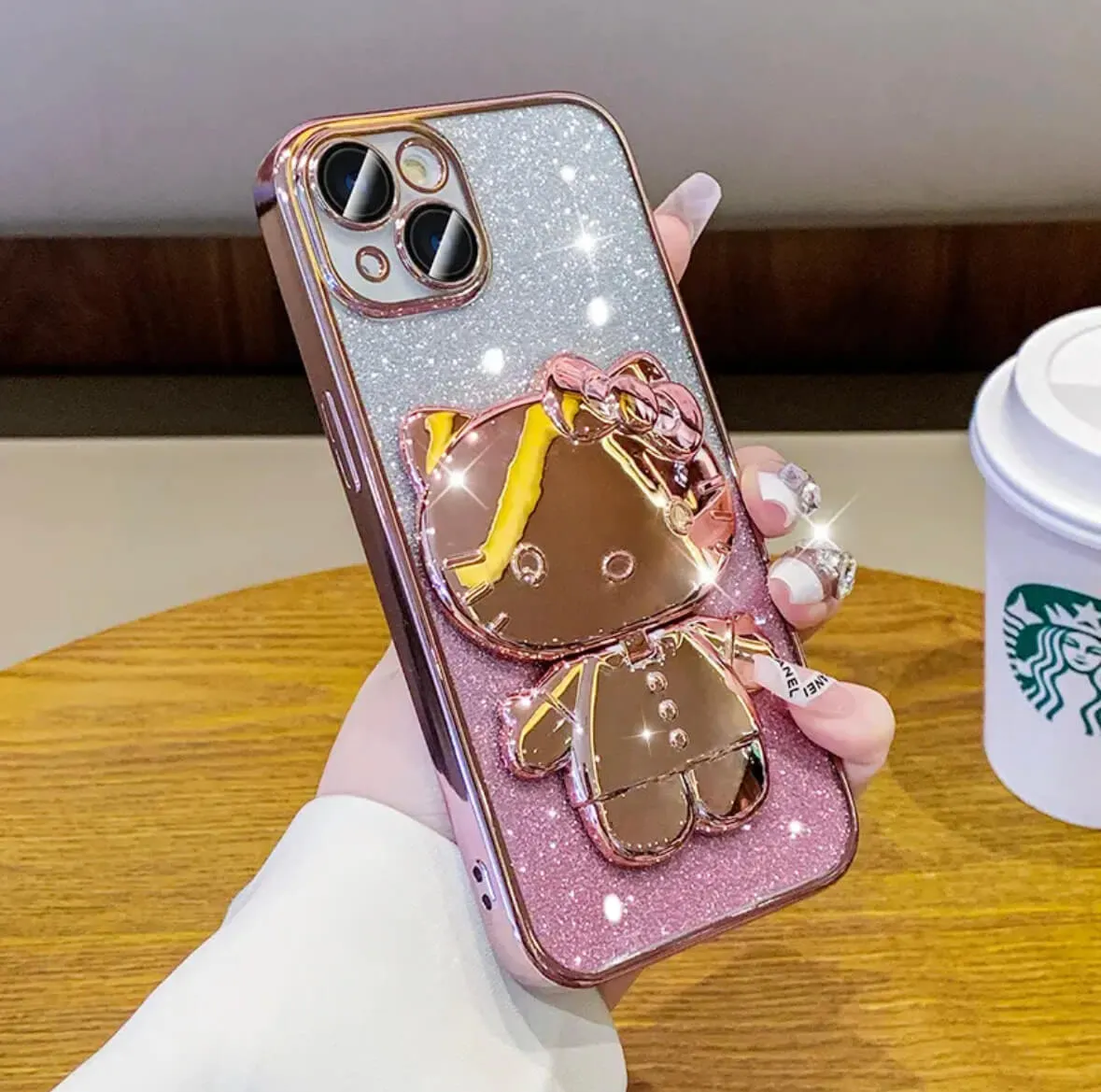 Cat Gradient Stand   Mirror Phone Case