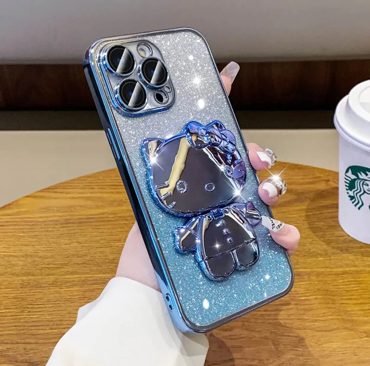 Cat Gradient Stand   Mirror Phone Case