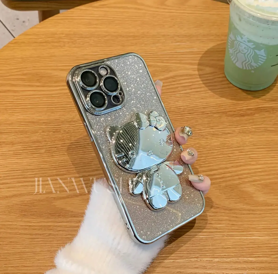 Cat Gradient Stand   Mirror Phone Case