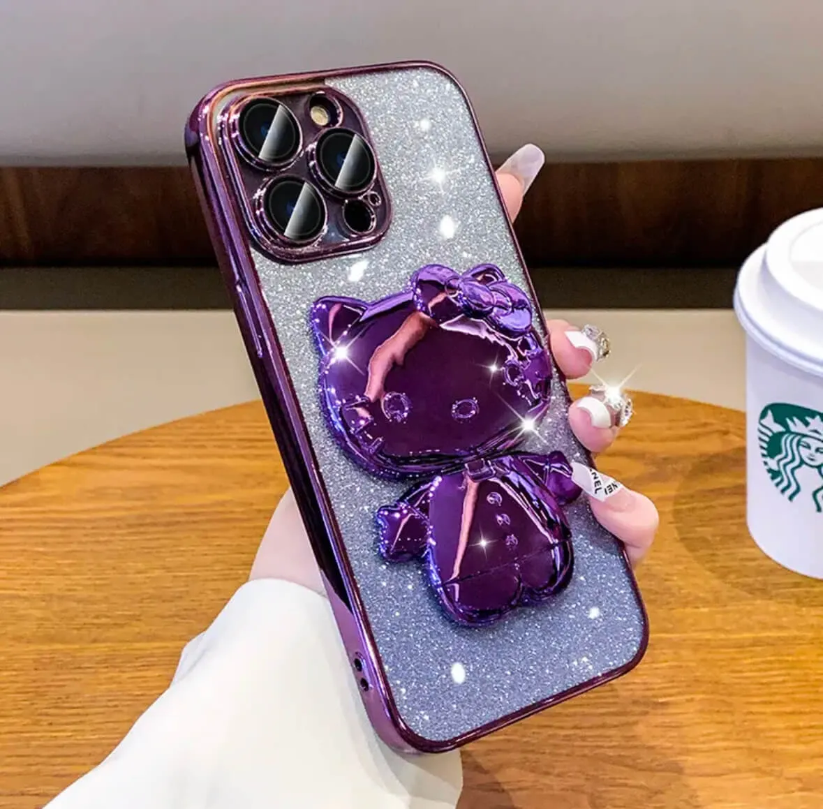 Cat Gradient Stand   Mirror Phone Case