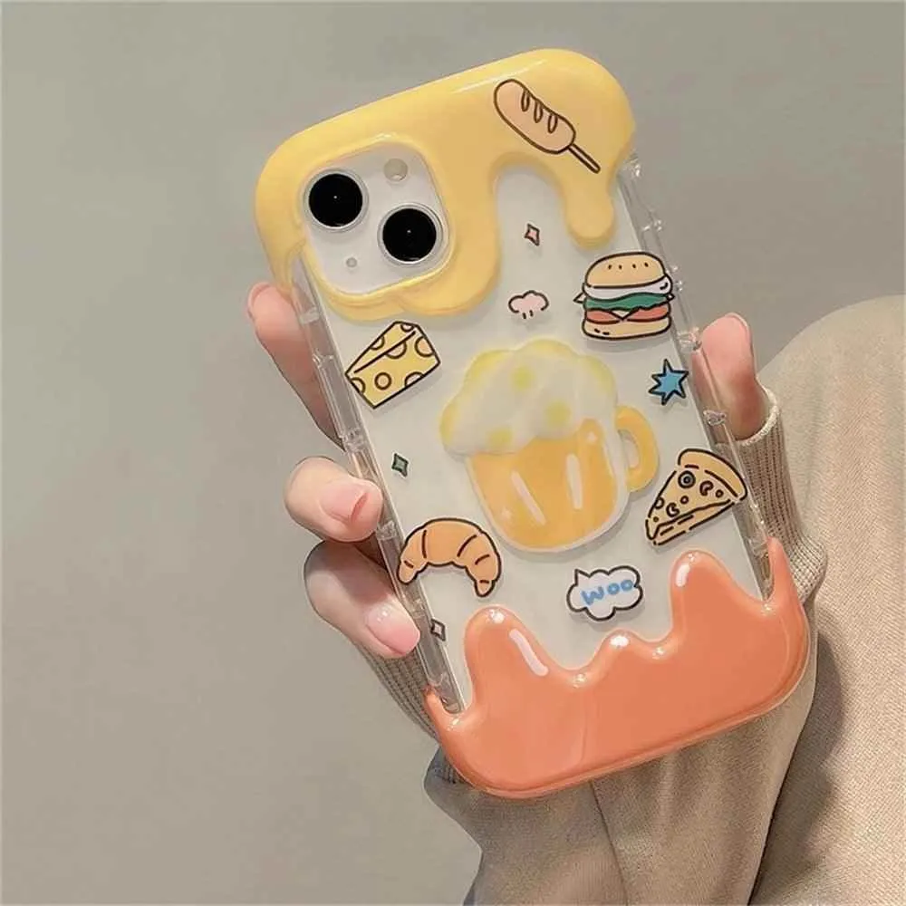 CCPC312 Cute Phone Cases for iPhone 11, 14 Pro Max, 14Plus, 12 Pro, and 13 Cover models - 3D Cartoon Hamburger Holder