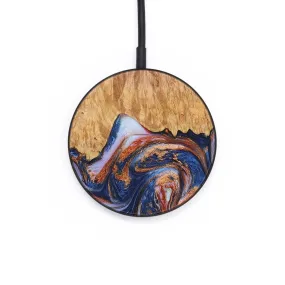 Circle Wood Resin Wireless Charger - Adrienne (Teal & Gold, 651108)