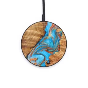 Circle Wood Resin Wireless Charger - Alejandro (Teal & Gold, 637919)