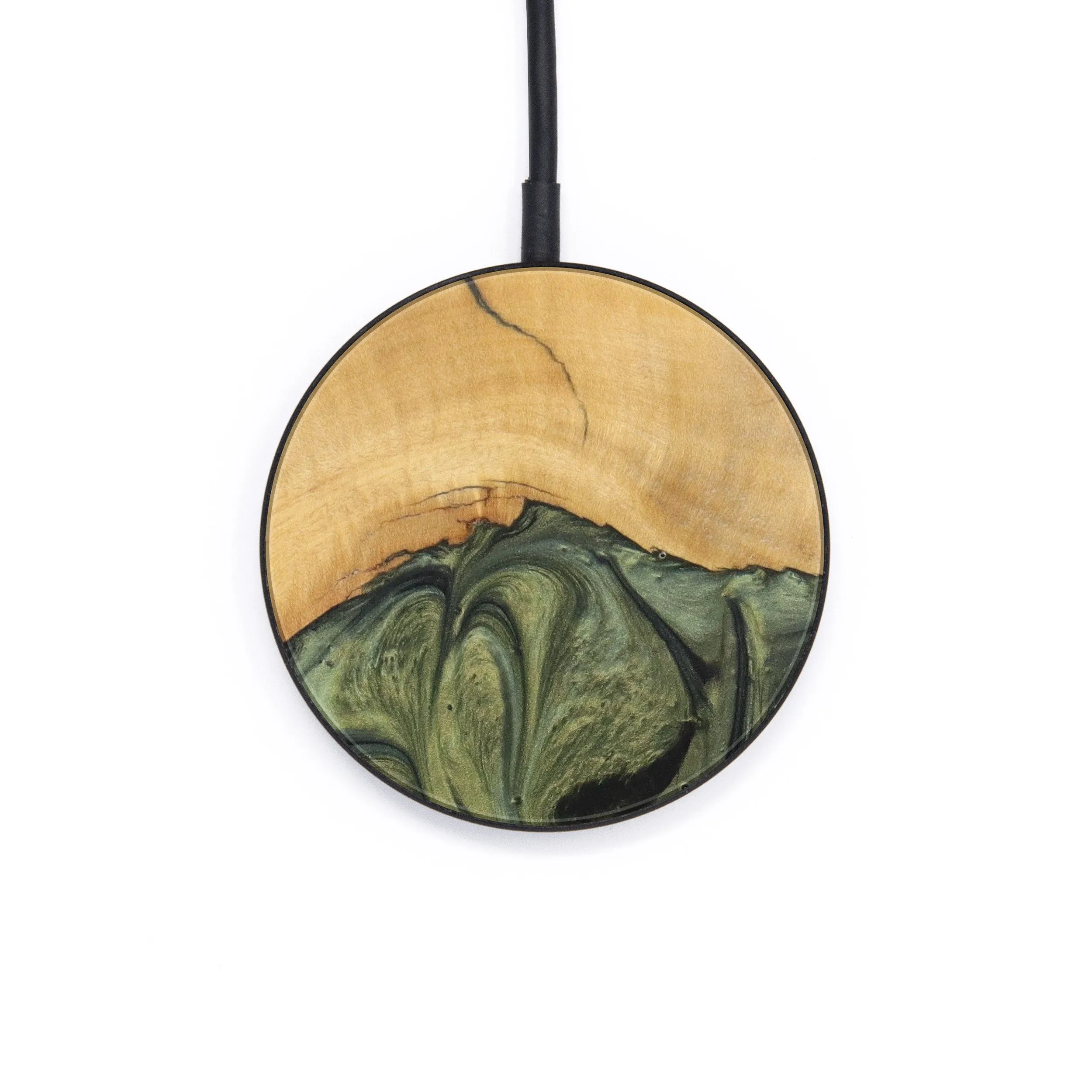 Circle Wood Resin Wireless Charger - Anjanette (Green, 621540)