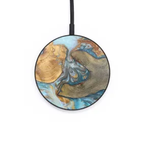 Circle Wood Resin Wireless Charger - Bryanna (Teal & Gold, 695731)