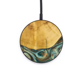 Circle Wood Resin Wireless Charger - Charlotte (Teal & Gold, 644286)