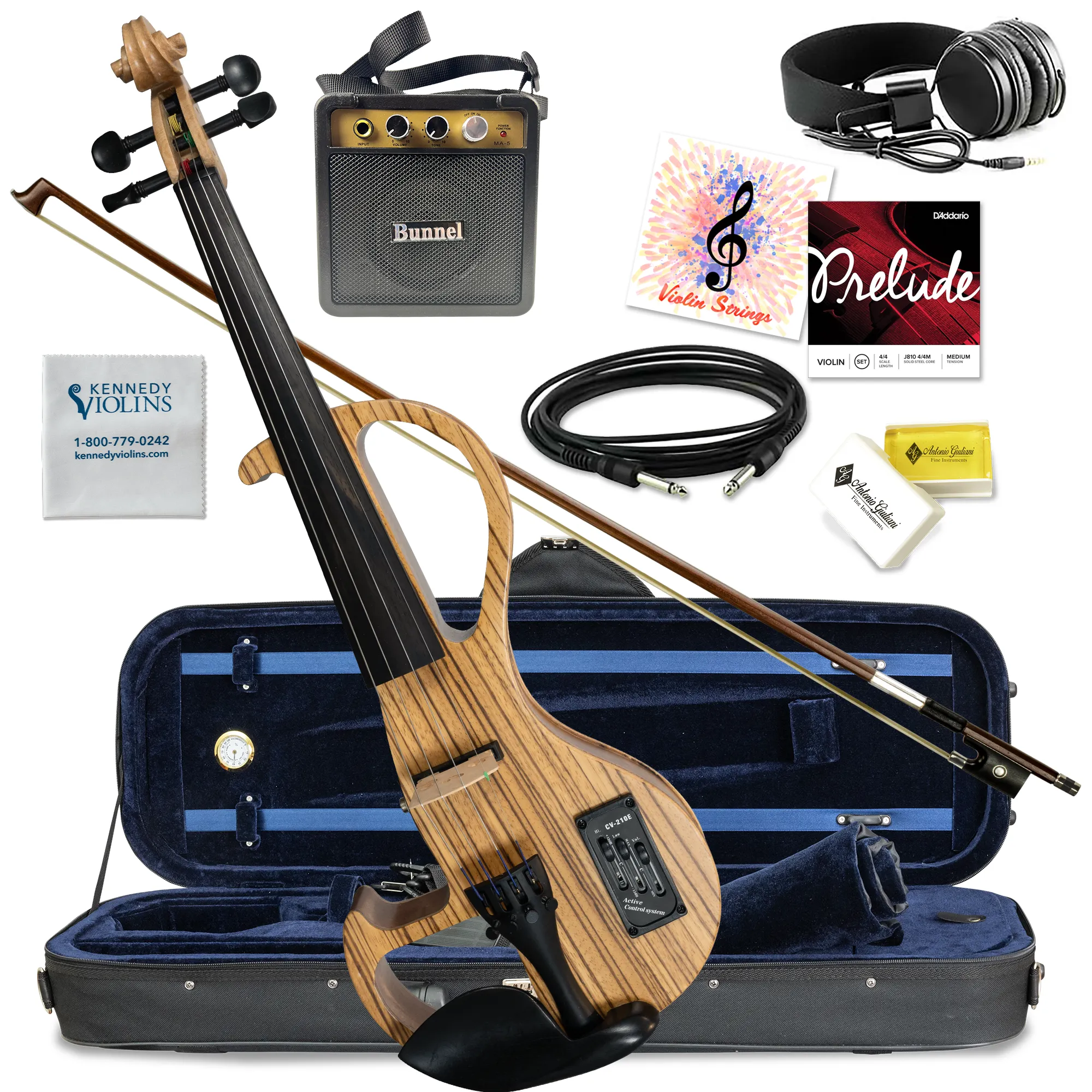 CLEARANCE Bunnel Edge Zebrano Electric Violin Outfit