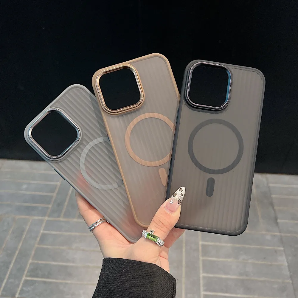 Corrugated Pattern Magnetic Wireless Charge Phone Case - iPhone 16