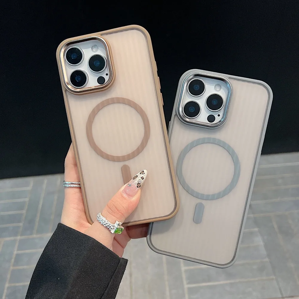 Corrugated Pattern Magnetic Wireless Charge Phone Case - iPhone 16