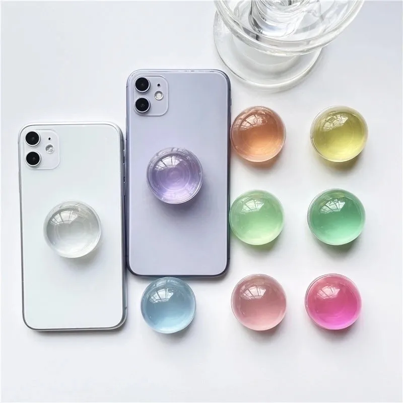 Cross-border Foreign Trade Creative Candy Solid Color Epoxy Transparent Crystal Ball Airbag Bracket Lazy Desktop Mobile Phone Stand Wholesale