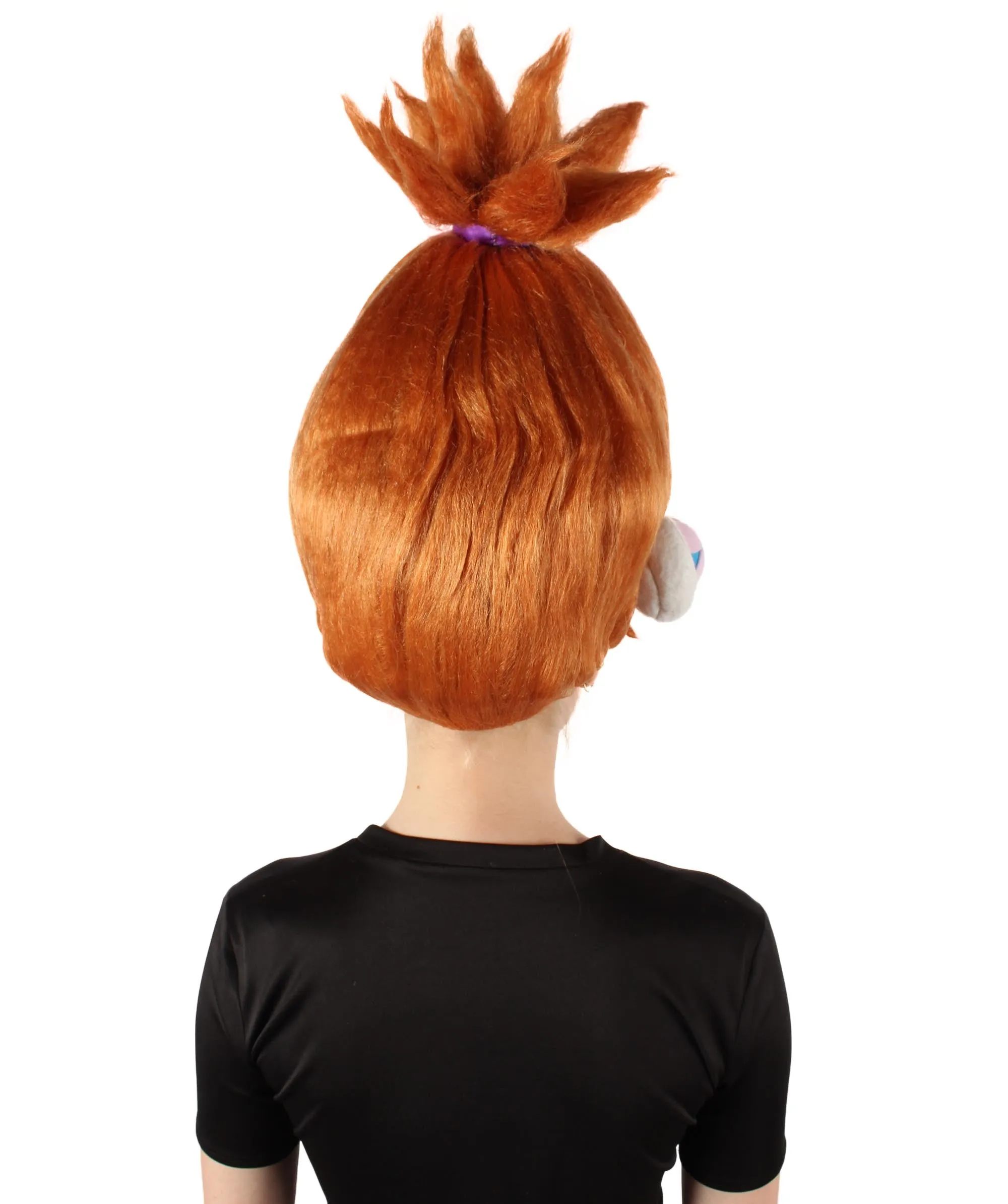 DJ Suki | Orange Ponytail Updo Wig and White Costume Headphones