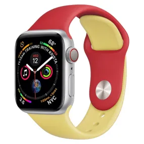 Double Colors Silicone Watch Band for Apple Watch Series 3 & 2 & 1 42mm(Red   Yellow)