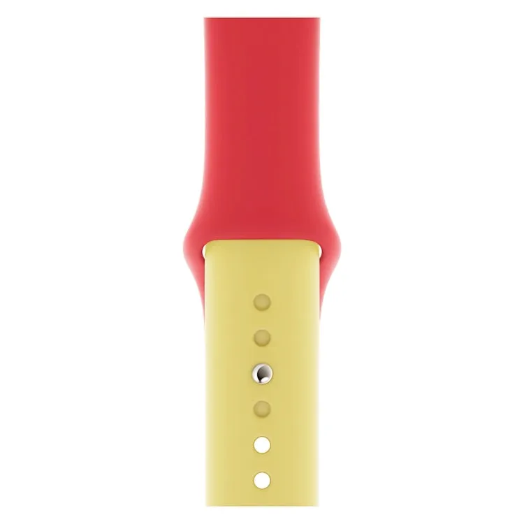 Double Colors Silicone Watch Band for Apple Watch Series 3 & 2 & 1 42mm(Red   Yellow)