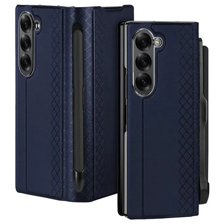 Dux Ducis Bril Leather Case Cover with Pen Holder for Samsung Galaxy Z Fold6 5G - Blue