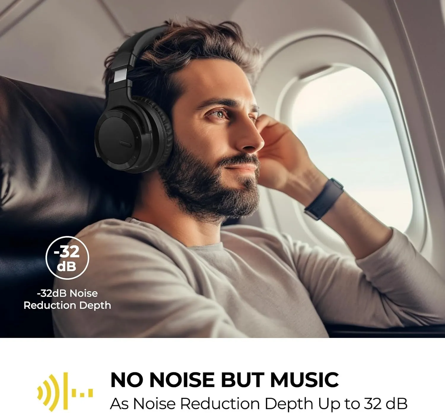 E7 Active Noise Cancelling Headphones Wireless 5.0 Bluetooth Headphones with Rich Bass