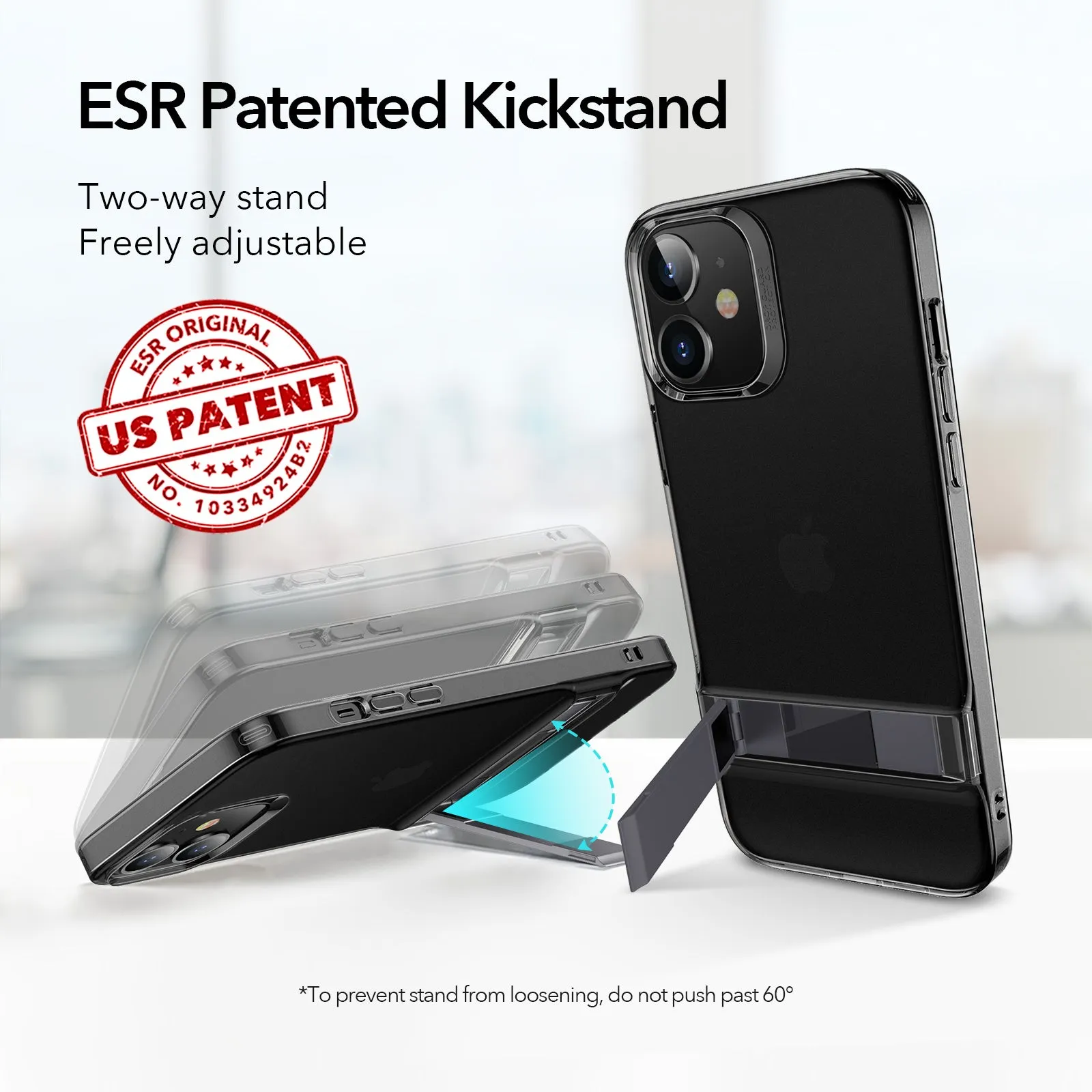 ESR Air Shield Boost Kickstand Case Cover for Apple iPhone 12 Mini - Black Tinted