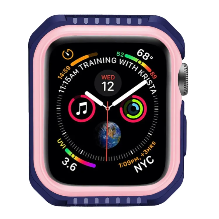 For Apple Watch Series 6 & SE & 5 & 4 44mm Shockproof Two Color Protective Case(Blue Pink)