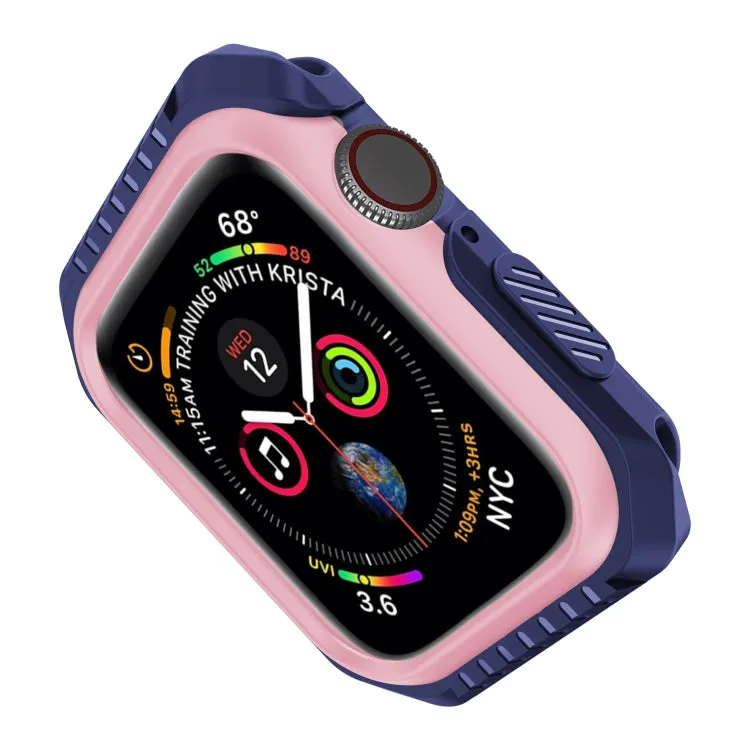 For Apple Watch Series 6 & SE & 5 & 4 44mm Shockproof Two Color Protective Case(Blue Pink)