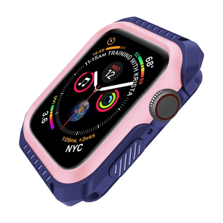 For Apple Watch Series 6 & SE & 5 & 4 44mm Shockproof Two Color Protective Case(Blue Pink)