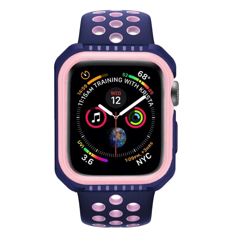 For Apple Watch Series 6 & SE & 5 & 4 44mm Shockproof Two Color Protective Case(Blue Pink)