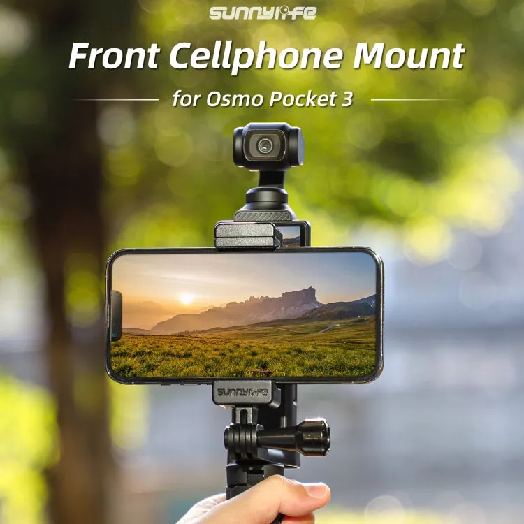 For DJI OSMO Pocket 3 Sunnylife Front Phone Holder Mount Handheld Tripod Expansion Brackets (Black)