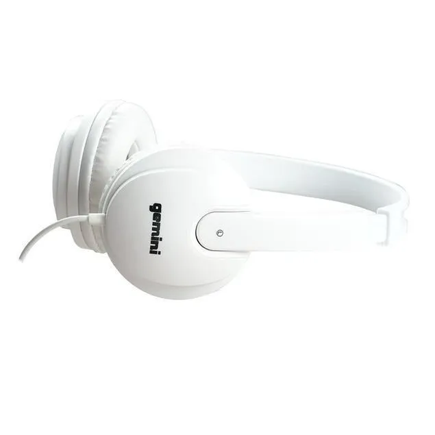 Gemini DJX-200WHT Professional Over the Ear DJ Headphones, White