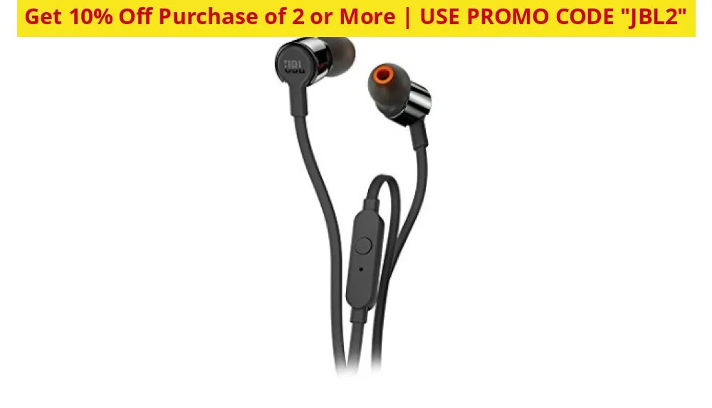 Genuine JBL T210 Signature Sound Pure Bass Headphones with Mic (Retail Packaging) - Ships Quick!