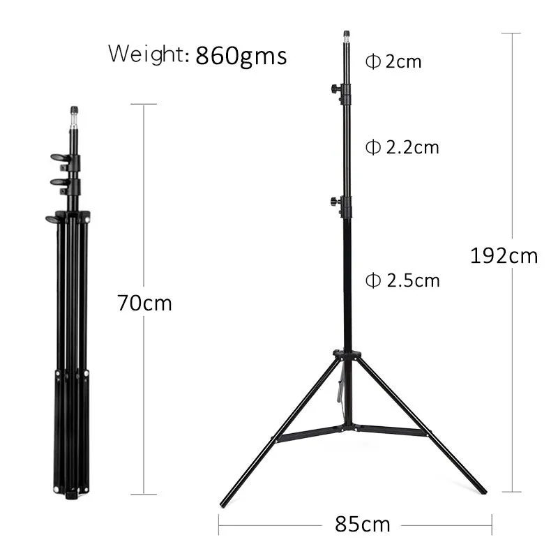 Hridz 1.9m Light Duty Photography Light Stands with 1/4" Adapter