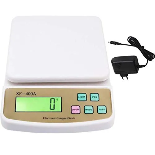 IONIX Electronic Weight Machine for Kitchen | with 6 Months Warranty | Food Weight Scale for Home, Kitchen, Shop | Small, Portable Weighing Scale for Food, Products With Adapter SF-400A 10