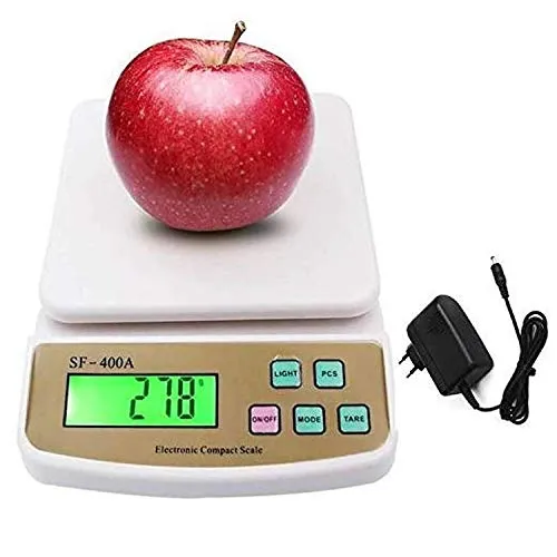 IONIX Electronic Weight Machine for Kitchen | with 6 Months Warranty | Food Weight Scale for Home, Kitchen, Shop | Small, Portable Weighing Scale for Food, Products With Adapter SF-400A 10