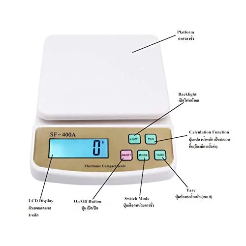 IONIX Electronic Weight Machine for Kitchen | with 6 Months Warranty | Food Weight Scale for Home, Kitchen, Shop | Small, Portable Weighing Scale for Food, Products With Adapter SF-400A 10